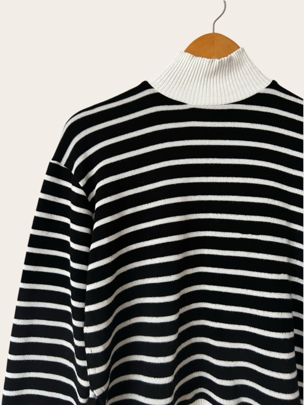 Zara Black White Striped Turtleneck Oversized - Picture 3 of 7
